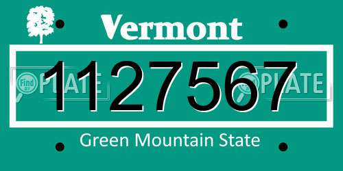 1127567 Vermont License Plate