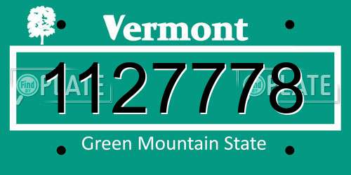 1127778 Vermont License Plate