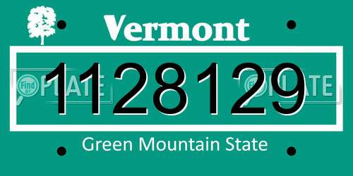 1128129 Vermont License Plate