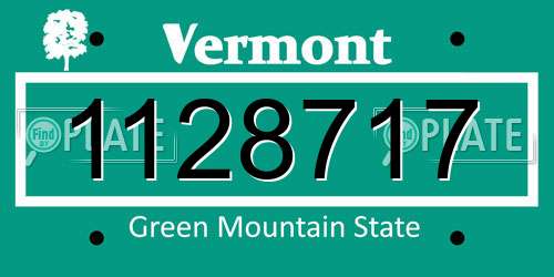 1128717 Vermont License Plate