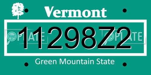 11298Z2 Vermont License Plate