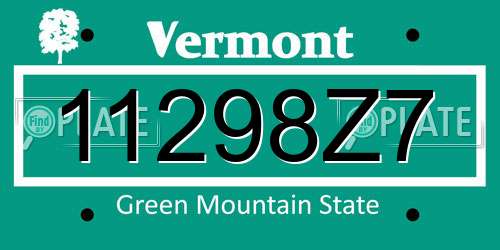 11298Z7 Vermont License Plate
