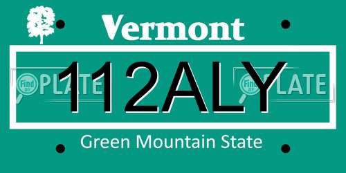 112ALY Vermont License Plate