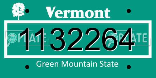 1132264 Vermont License Plate