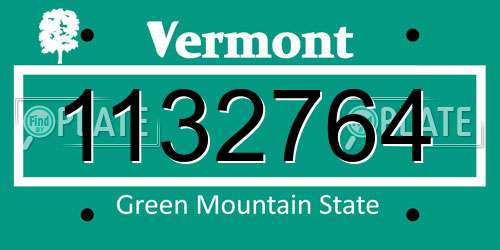 1132764 Vermont License Plate