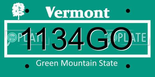 1134GO Vermont License Plate