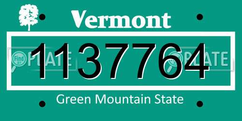 1137764 Vermont License Plate