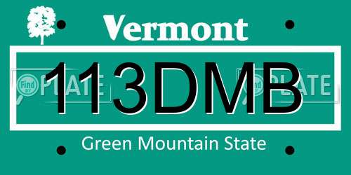 113DMB Vermont License Plate