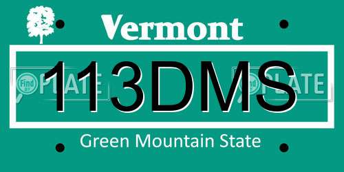 113DMS Vermont License Plate