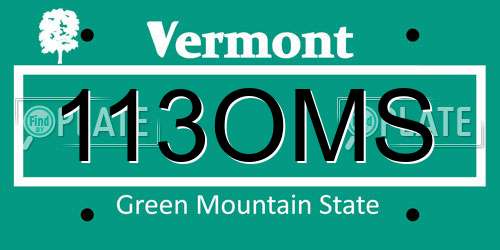 113OMS Vermont License Plate