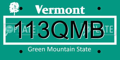 113QMB Vermont License Plate