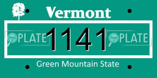 1141 Vermont License Plate
