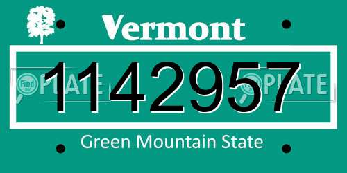 1142957 Vermont License Plate