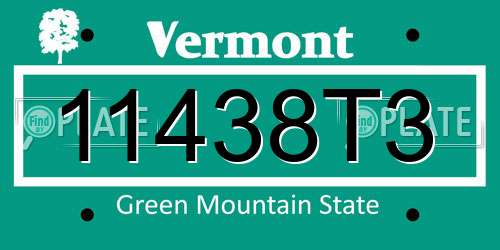 11438T3 Vermont License Plate