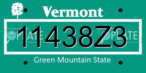 11438Z3 Vermont License Plate