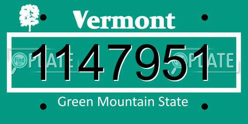 1147951 Vermont License Plate