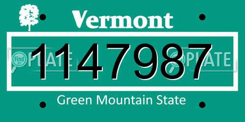 1147987 Vermont License Plate