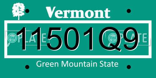11501Q9 Vermont License Plate