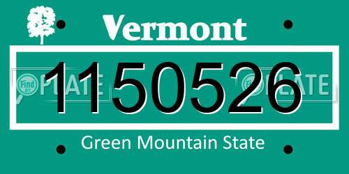 1150526 Vermont License Plate