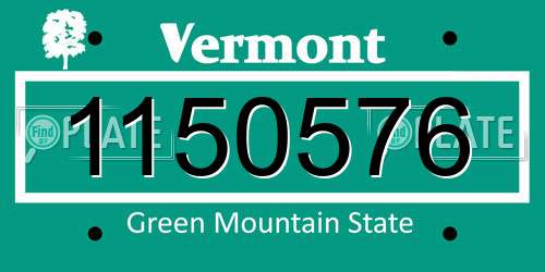 1150576 Vermont License Plate