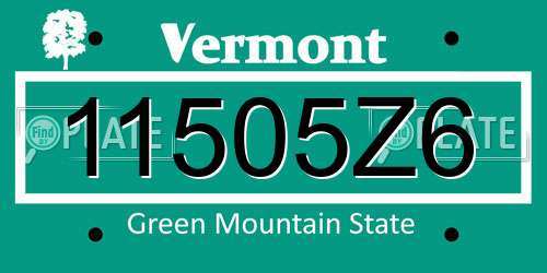 11505Z6 Vermont License Plate