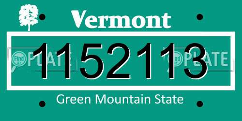 1152113 Vermont License Plate