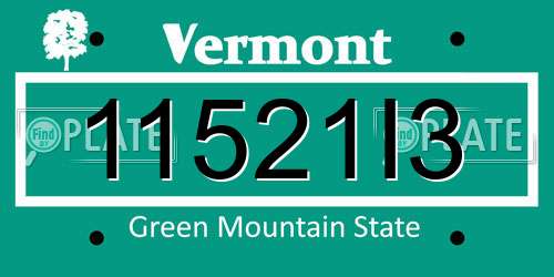 11521I3 Vermont License Plate