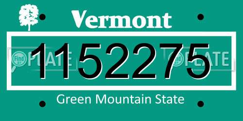 1152275 Vermont License Plate
