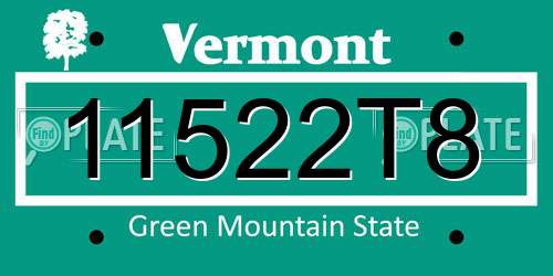 11522T8 Vermont License Plate