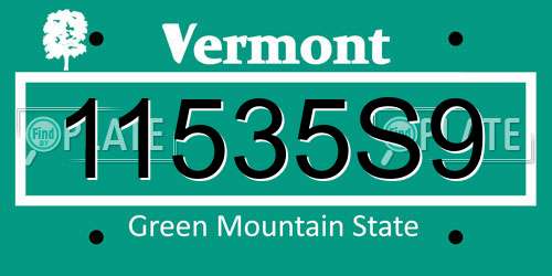 11535S9 Vermont License Plate