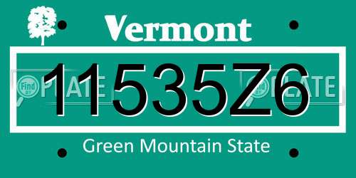 11535Z6 Vermont License Plate