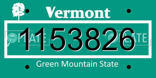 1153826 Vermont License Plate