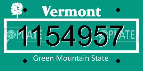 1154957 Vermont License Plate