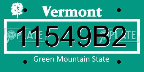 11549B2 Vermont License Plate