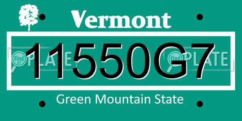 11550G7 Vermont License Plate