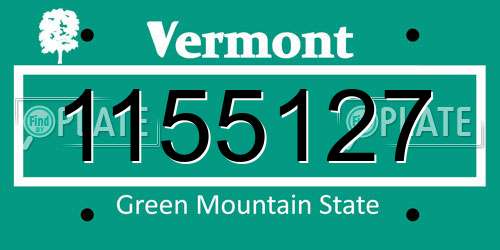 1155127 Vermont License Plate