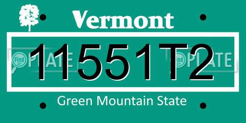 11551T2 Vermont License Plate