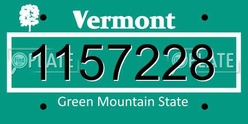 1157228 Vermont License Plate