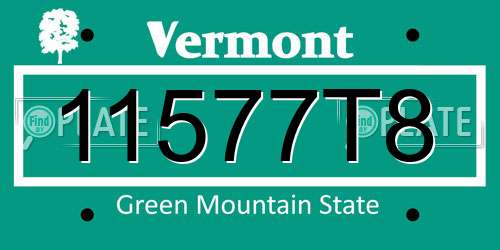 11577T8 Vermont License Plate