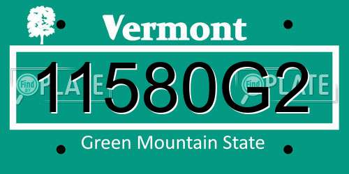 11580G2 Vermont License Plate