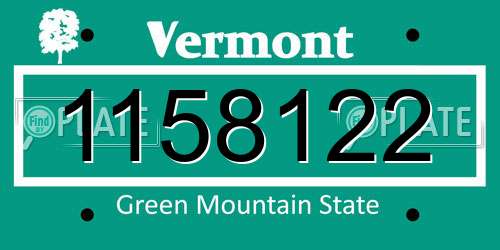 1158122 Vermont License Plate