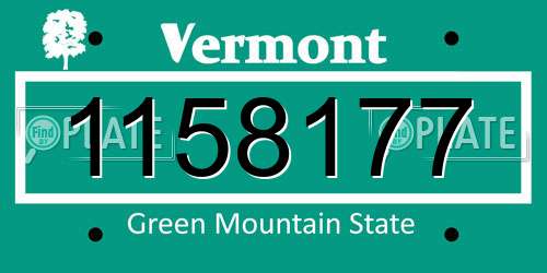 1158177 Vermont License Plate