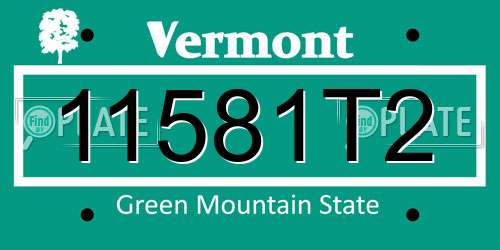 11581T2 Vermont License Plate