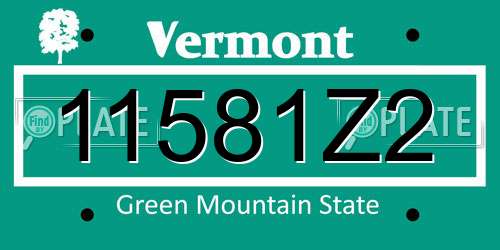 11581Z2 Vermont License Plate