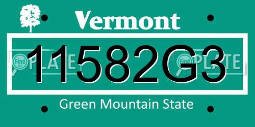 11582G3 Vermont License Plate