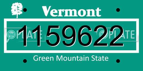 1159622 Vermont License Plate