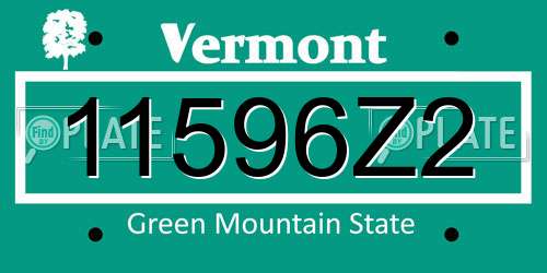 11596Z2 Vermont License Plate