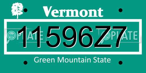 11596Z7 Vermont License Plate