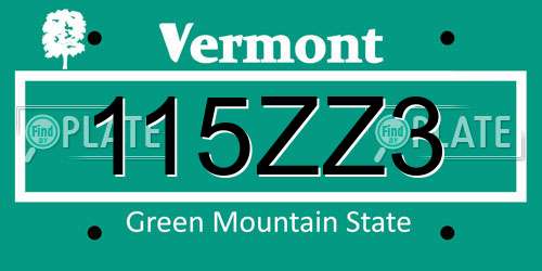 115ZZ3 Vermont License Plate