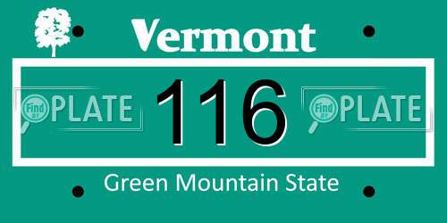 116 Vermont License Plate